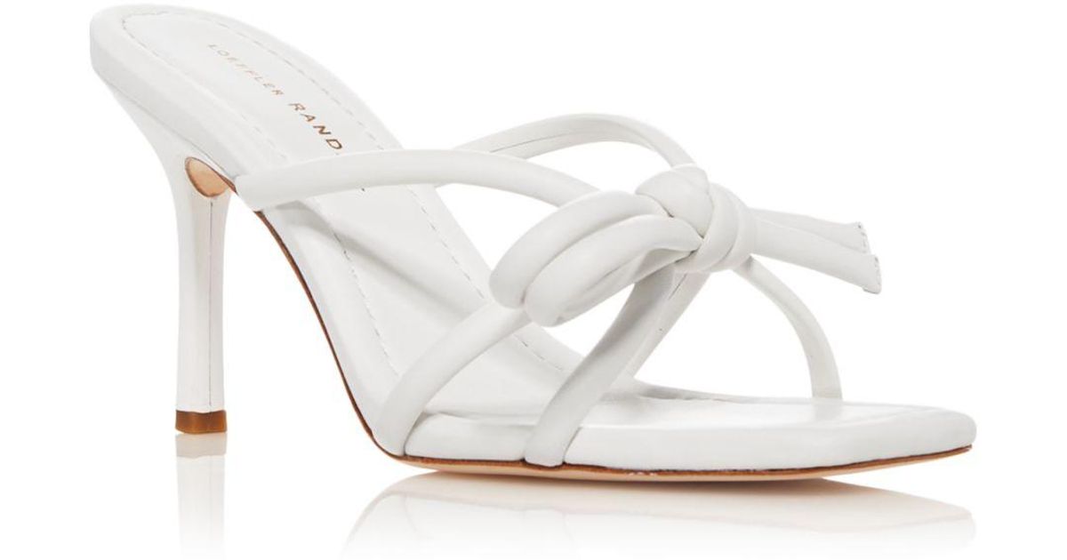 Loeffler Randall Margi Bow Embellished High Heel Sandals in White | Lyst