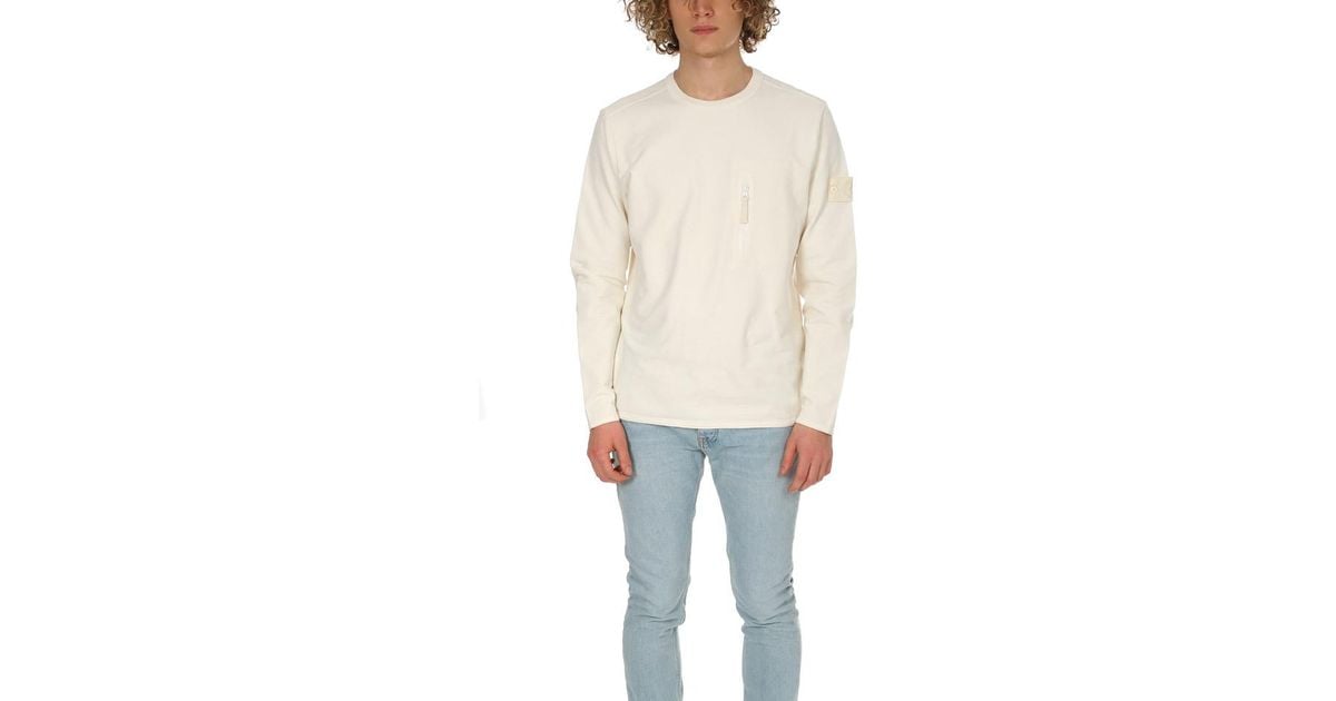 Stone Island Cotton Ghost Piece Sweatshirt in White for Men - Lyst