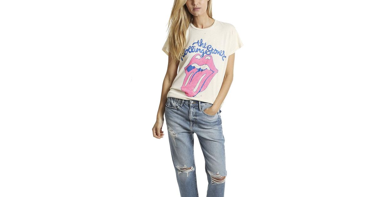 Rolling Stones Pink Tongue Tee in White 