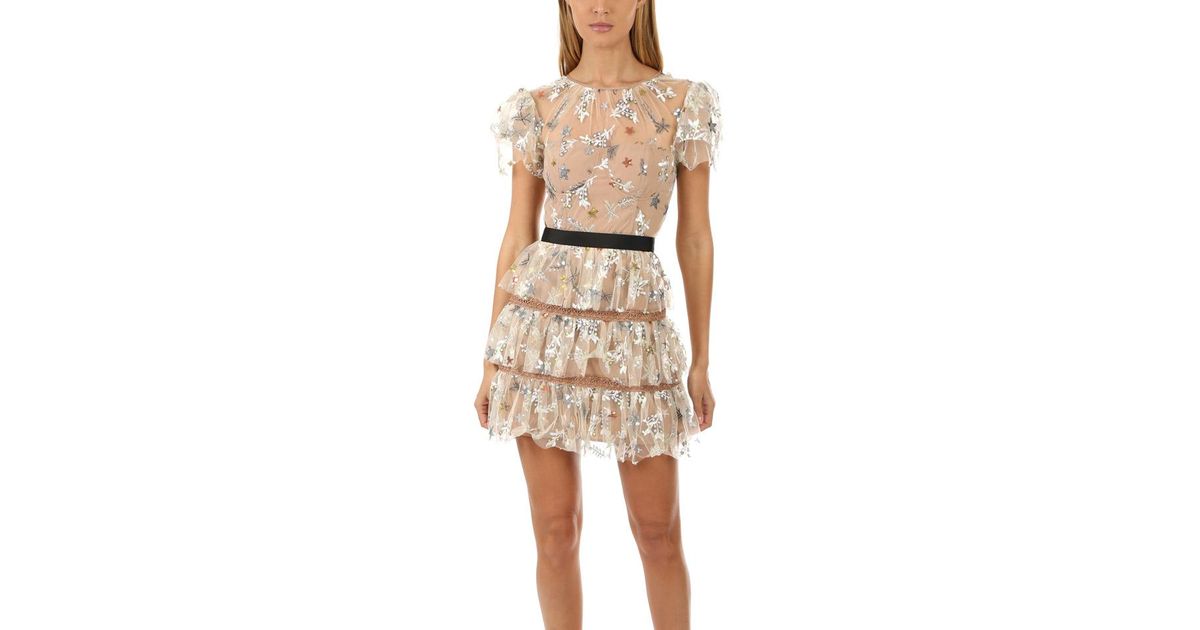 star mesh tiered dress