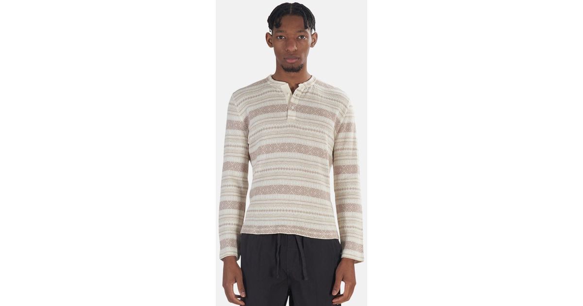Cream Brady Henley Top in Brown for Men 
