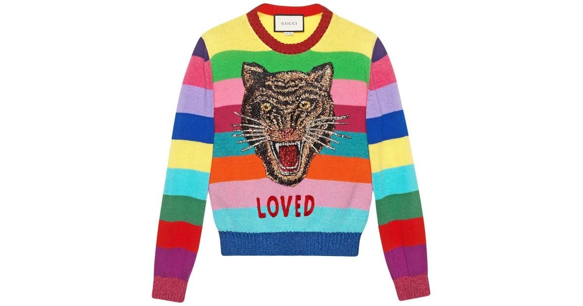 Gucci Striped Wool Sweater With Tiger Head - Farfetch