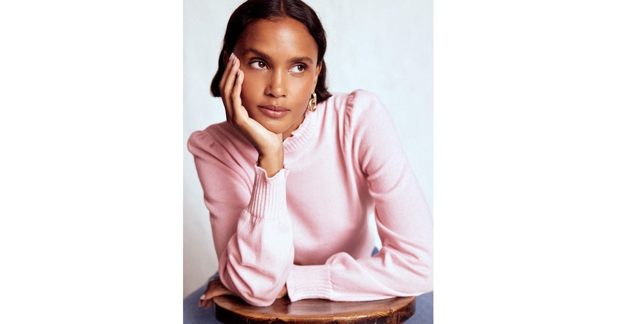 Boden Frill Trim Cashmere Jumper in Pink Lyst UK