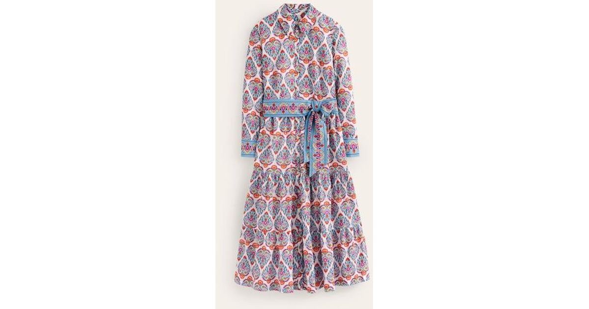 flo cotton midi shirt dress Flo Cotton Midi Shirt Dress - Blue, Abstract Illusion