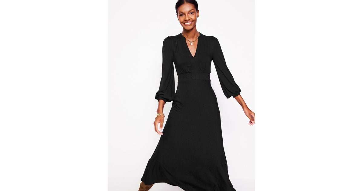 Boden Ivy Smocked Midi Dress in Black | Lyst UK