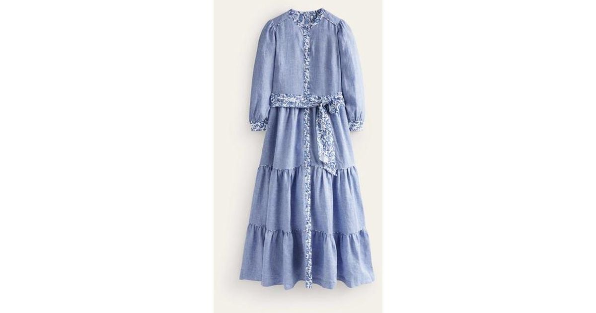 boden blue maxi dress Arabella Cotton Maxi Dress-Navy, Decorative Blossom