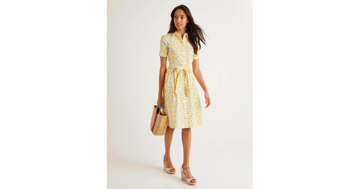 Boden Anastasia Shirt Dress , Lemon Fruit in White