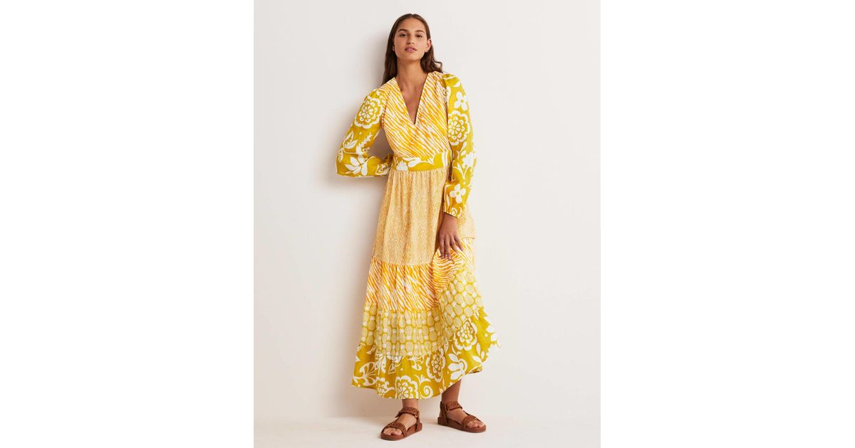 Boden Repurposed Tiered Maxi Dress in Yellow Lyst