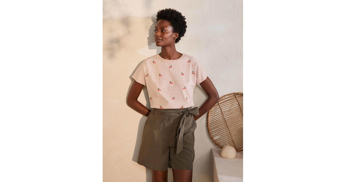 Boden Lena Embroidered Jersey Tee in Pink Lyst