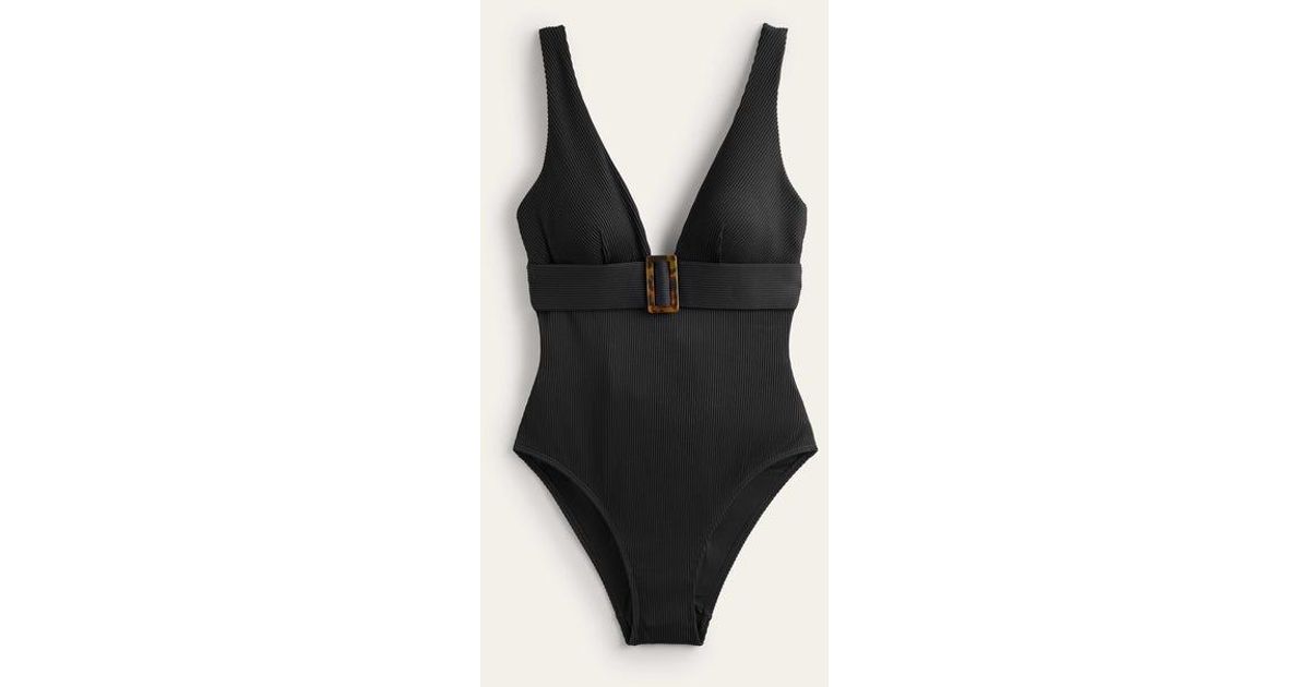 Buy Boden Black Resin Buckle V-Neck Bikini Top from Next Luxembourg