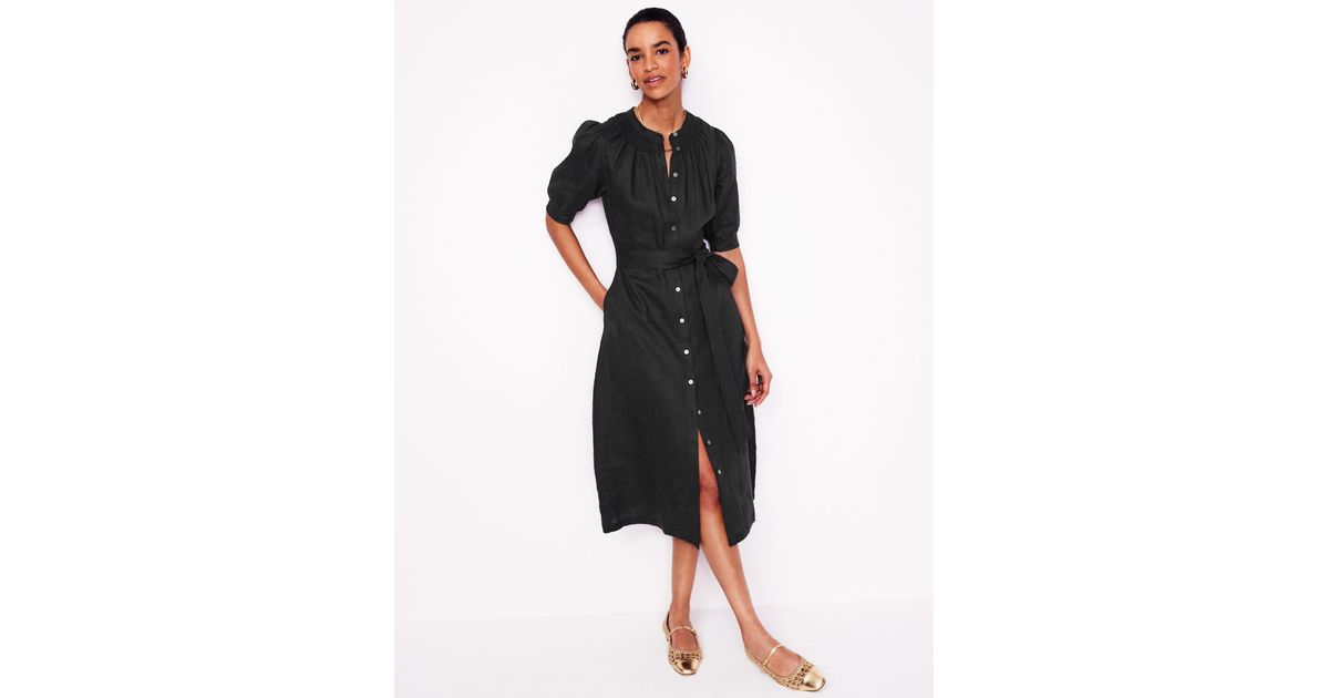 boden ada midi dress Boden Ada Linen Midi Dress in Black