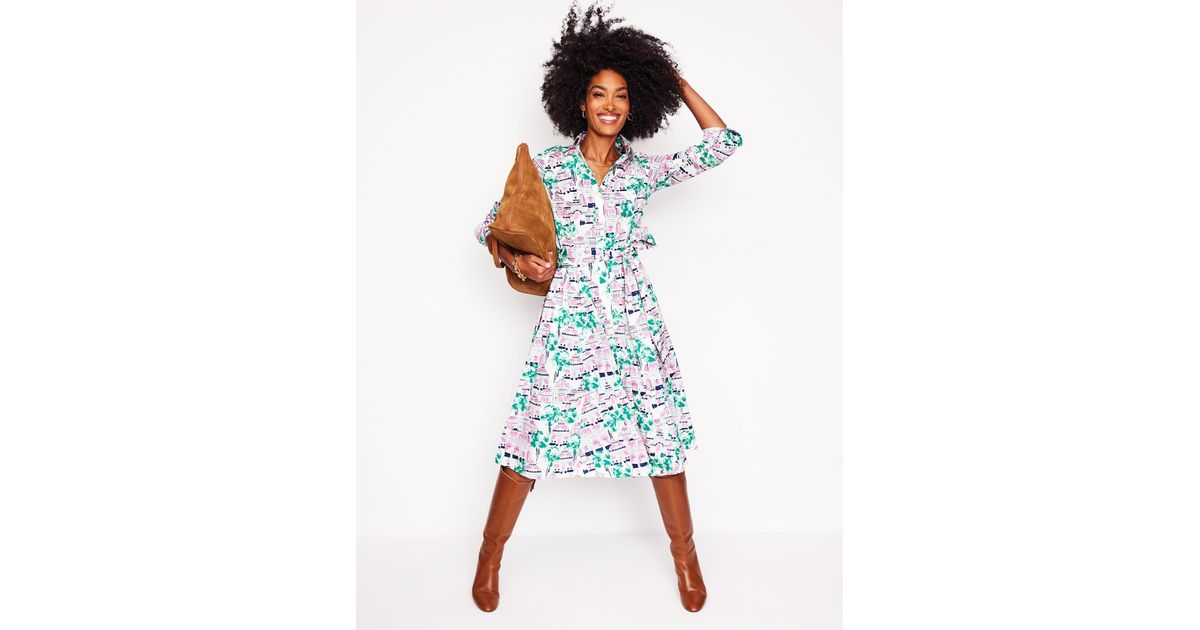 Boden Amy Cotton Midi Shirt Dress Lavender, Lemon Grove in White | Lyst UK