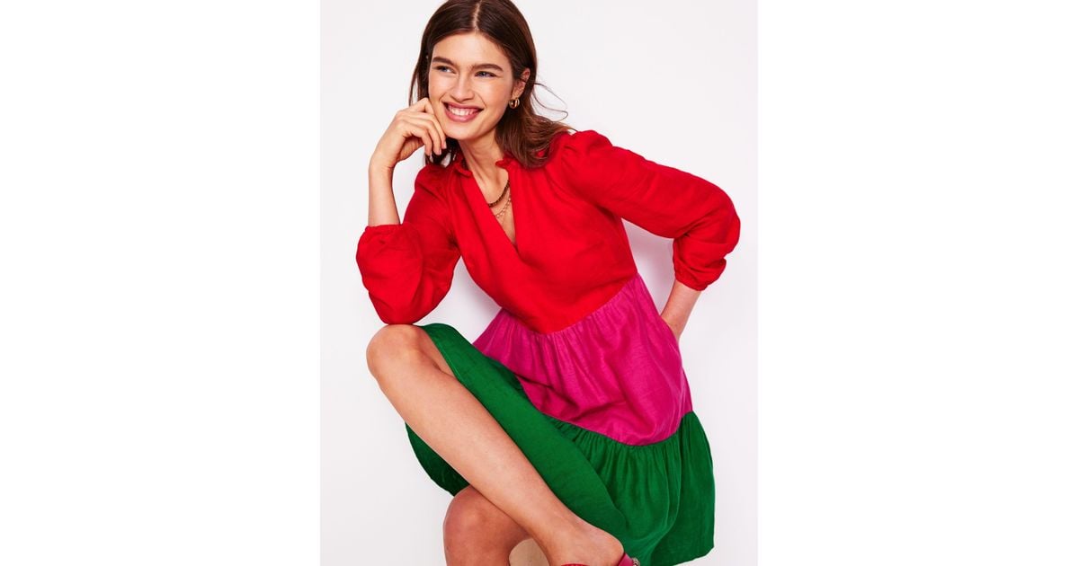 Boden Esme Linen Mini Dress in Red | Lyst UK