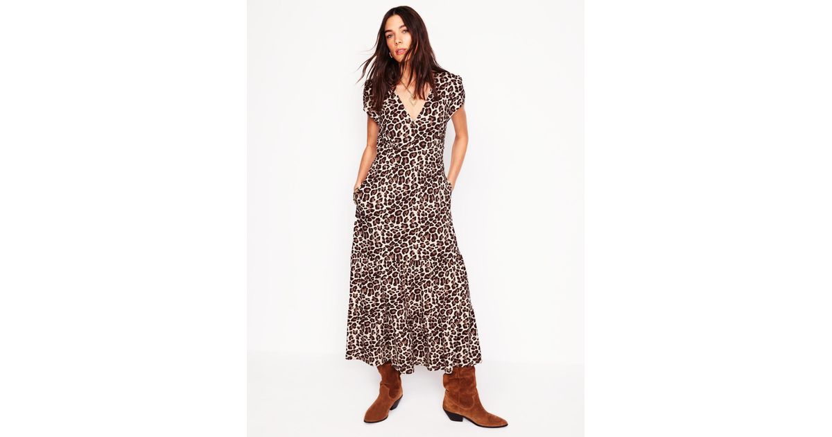Boden Eloise Tiered Jersey Dress in Brown | Lyst UK