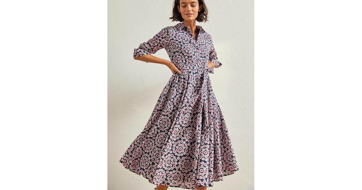 Long Sleeve Boden Clothing For Women Boden Kitty Midi Shirt Dress French  Scenic Meadow French Scenic Meadow In Blue Lyst