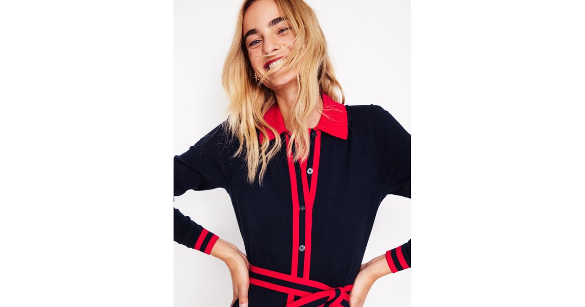 Boden Victoria Knitted Shirt Dressnavy And Rouge in Red | Lyst