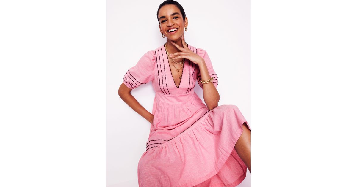 blue linen wrap dress Sorrento Linen Midi Dress