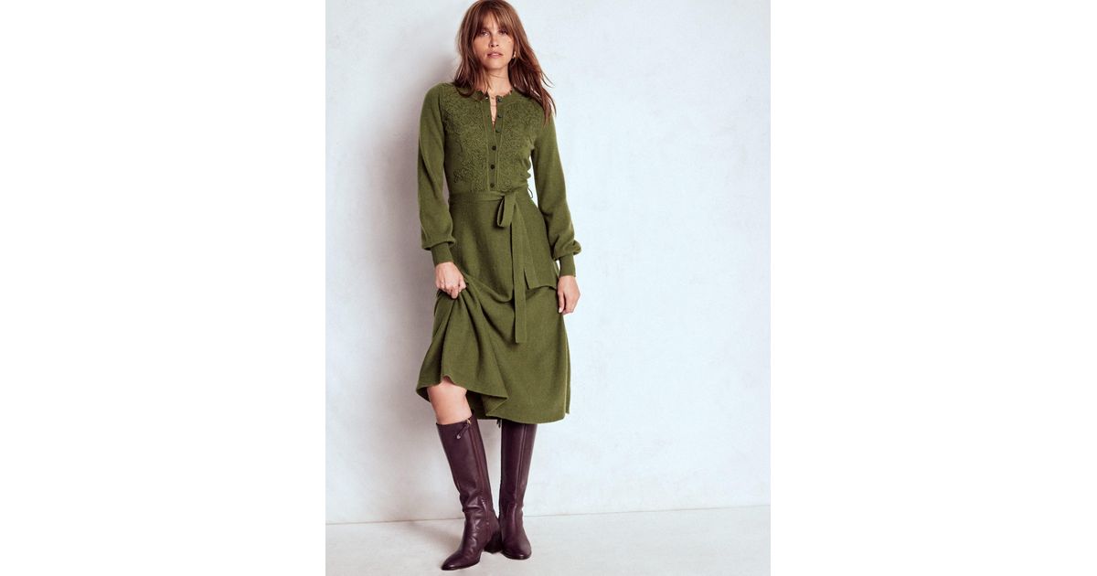 Boden Lace Insert Knitted Midi Dress in Green | Lyst Boden Lace Insert Knitted Midi Dress in Green | Lyst