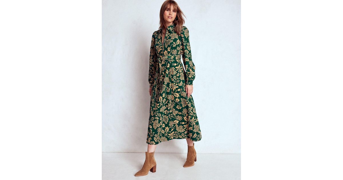 Boden Adelaide Zip Cord Midi Dress-Emerald Night, Elaborate Vine in Green |  Lyst
