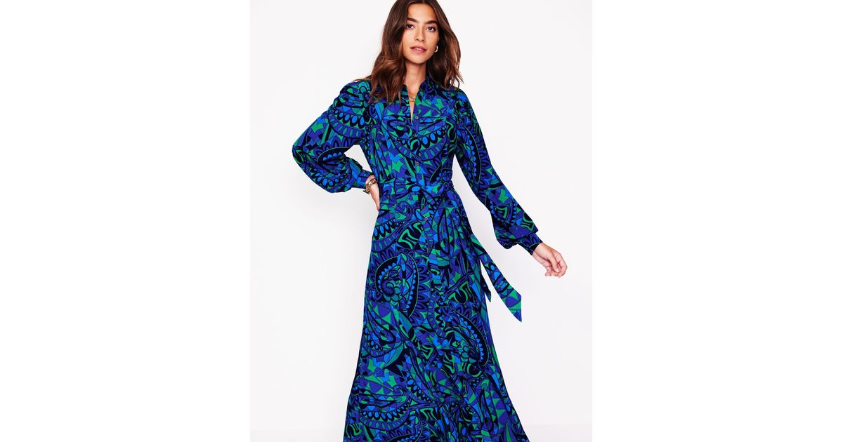 martha godet maxi shirt dress Maxi Dress Boden Martha Dress Boden Martha Godet Maxi Shirt Dress Blue  Kaleidoscopic Paisley