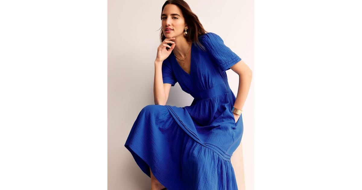Boden Eve Double Cloth Midi Dress in Blue | Lyst UK