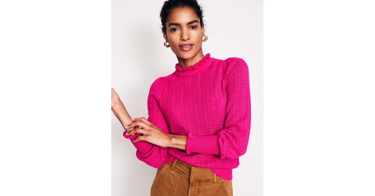 Boden Tia Pointelle Frilled Jumper in Pink Lyst UK
