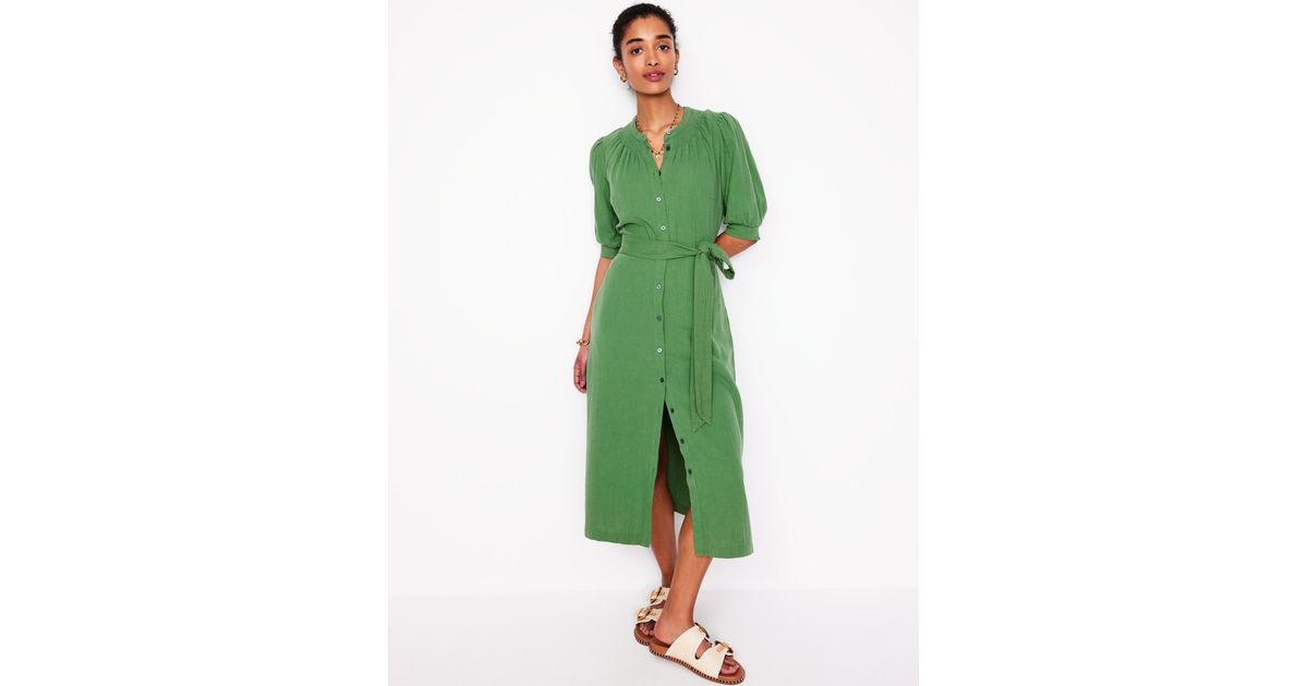 Boden Ada Double Cloth Midi Dress in Green | Lyst