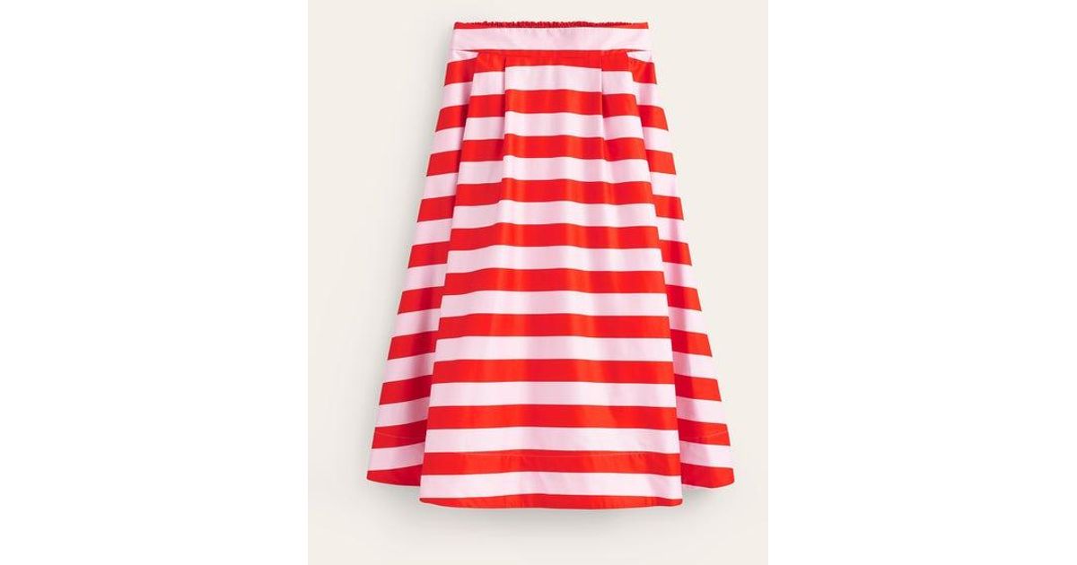 Boden Isabella Cotton Sateen Skirt in Red