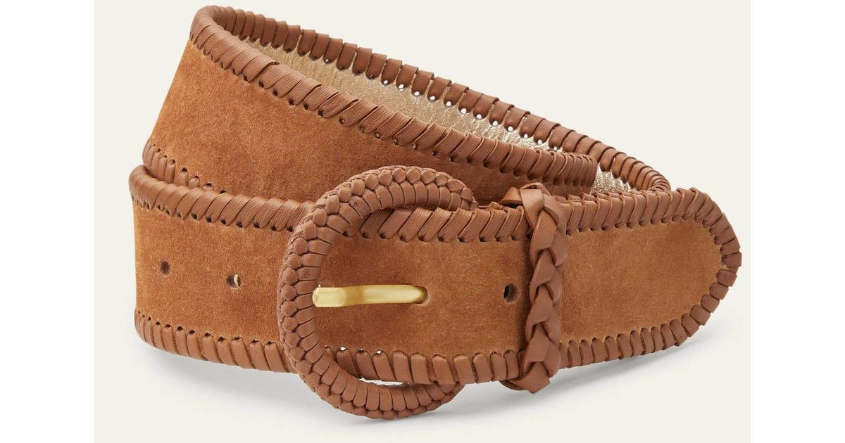 Boden Suede Woven Waist Belt Tan in 