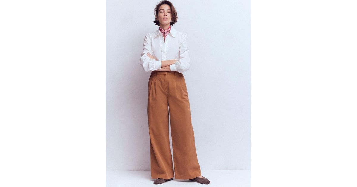 Boden Kensington Wide Leg Trousers in White | Lyst UK
