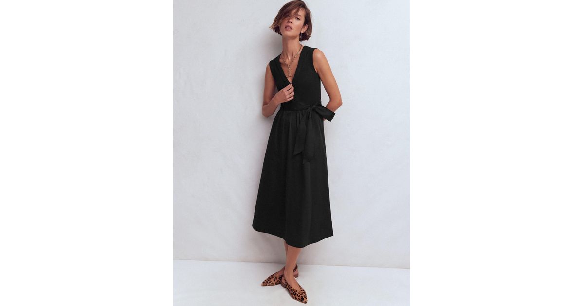 Boden Zip-Front Mix Media Dress in Black | Lyst UK