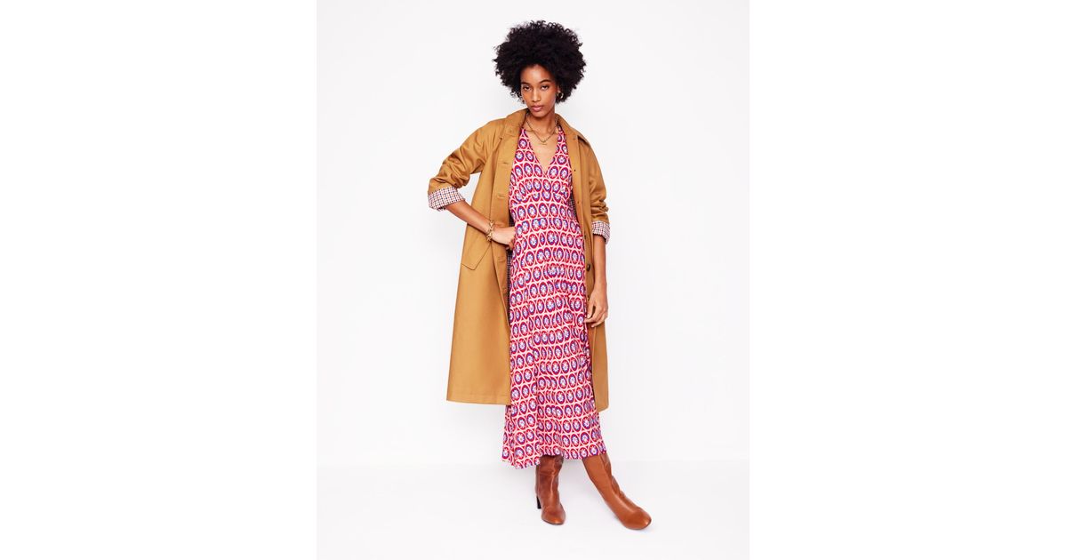 kristen pleated jersey dress Boden Yarrow, Carnation Vine in Purple Lcae-Up Dress