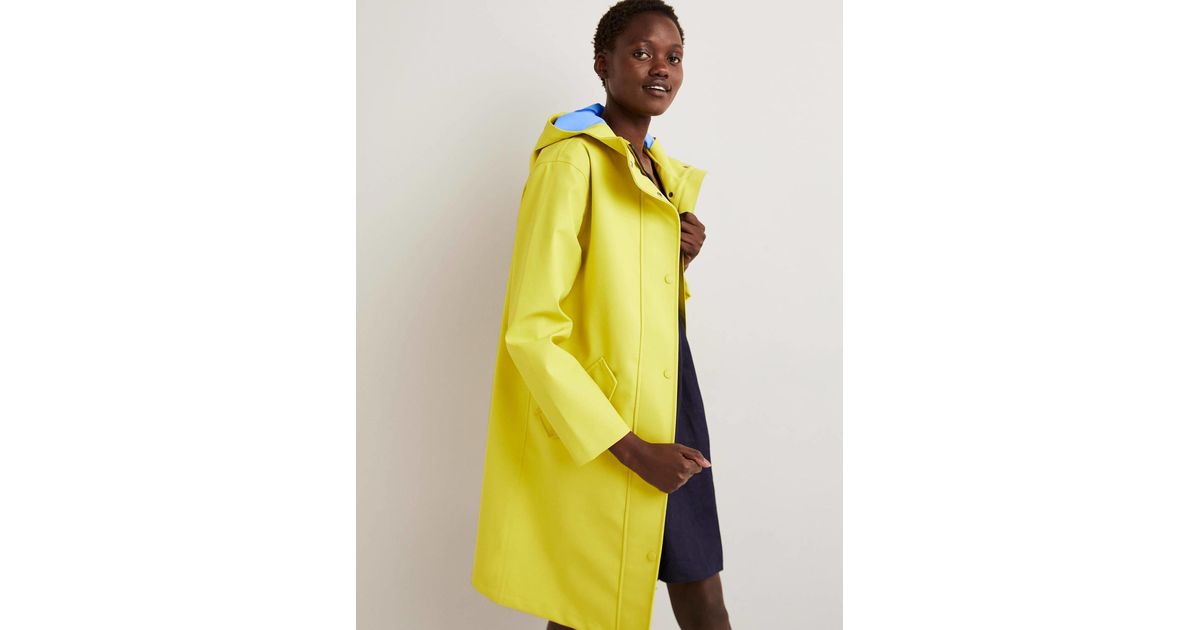 Boden Waterproof Longline Raincoat in Yellow Lyst