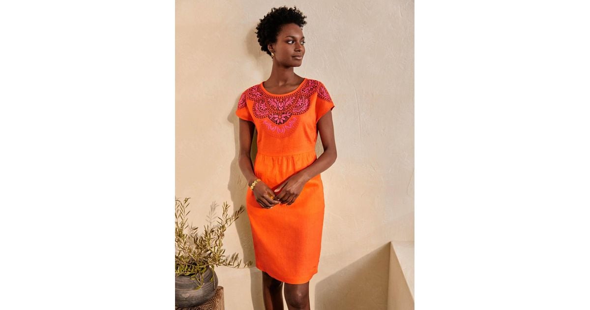 Boden Fleur Embroidered Linen Dress in 