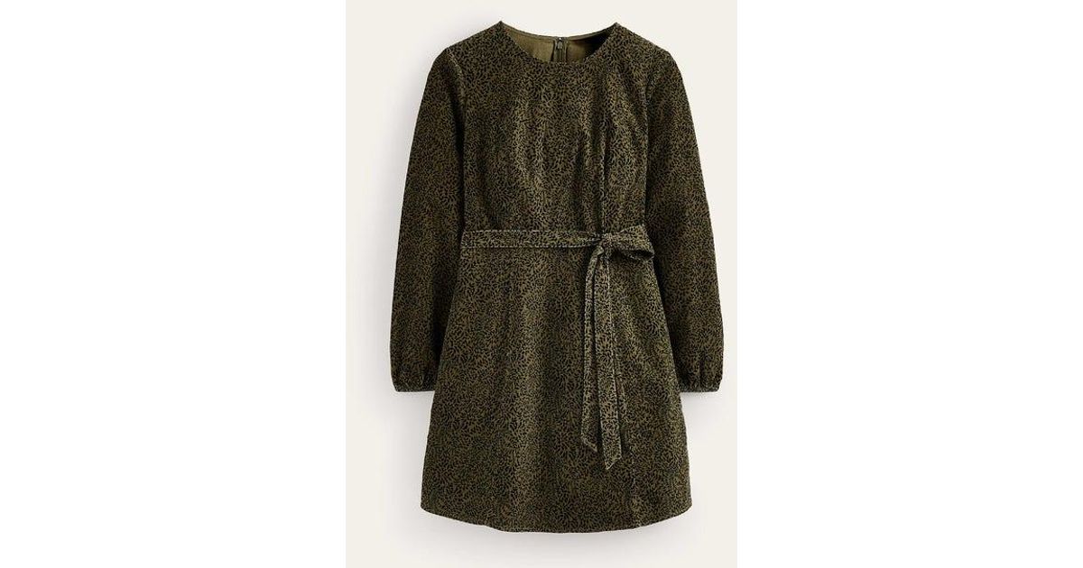 boden green corduroy dress Boden Cecily Belted Long Sleeve Cotton Corduroy Midi Dress in Woodland Green at Nordstrom, Size 2 main image 0