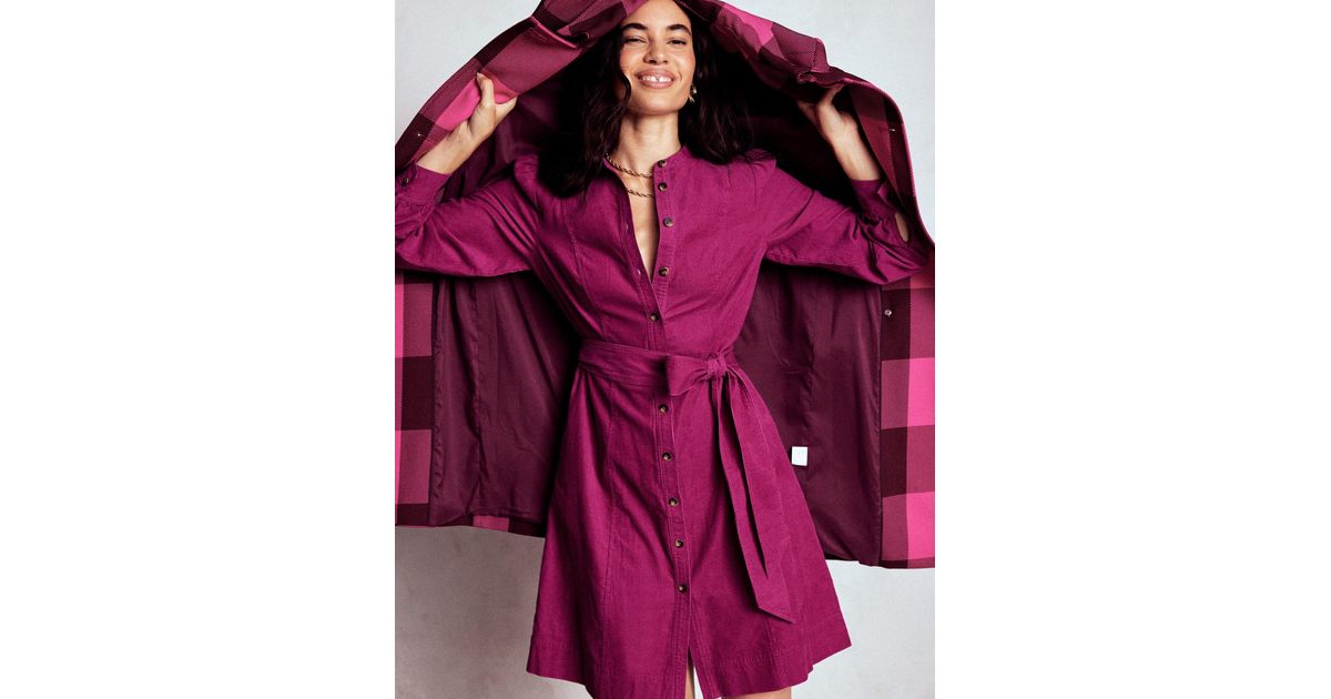 bre cord short dress Boden Bre Belted Corduroy Shirtdress in Rich Magenta at Nordstrom, Size 10