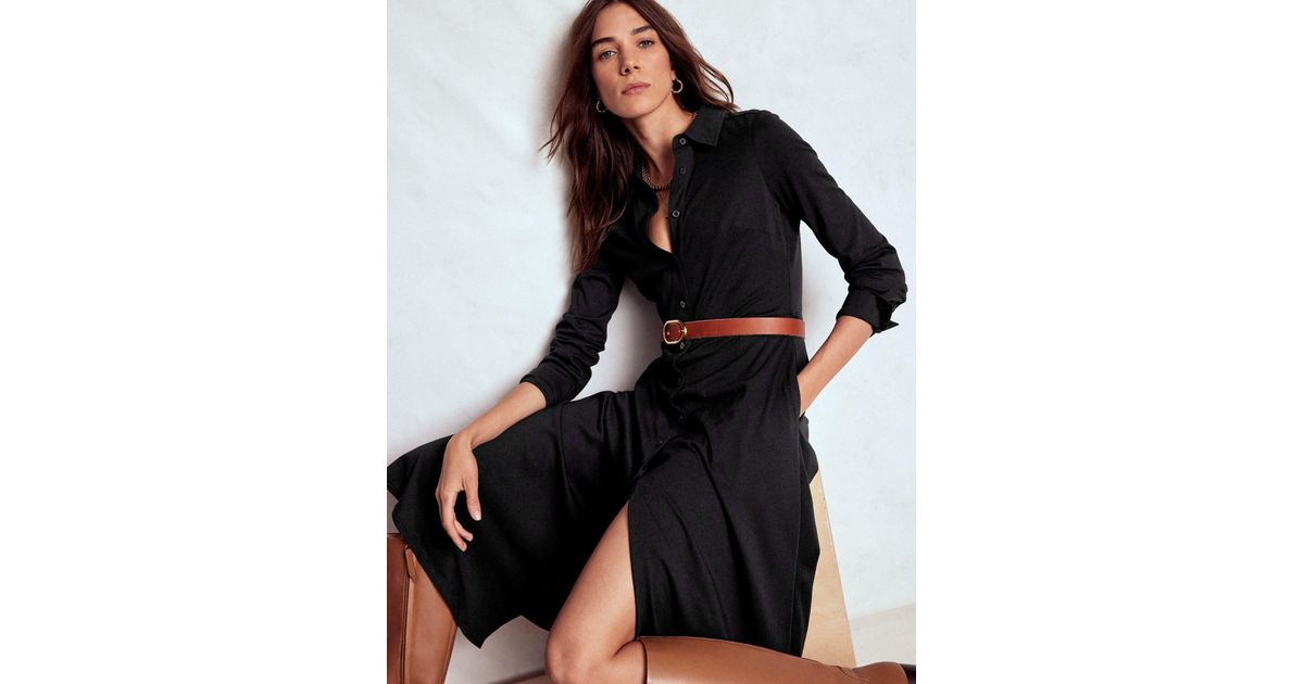 Boden Marcia Jersey Shirt Dress in Black | Lyst