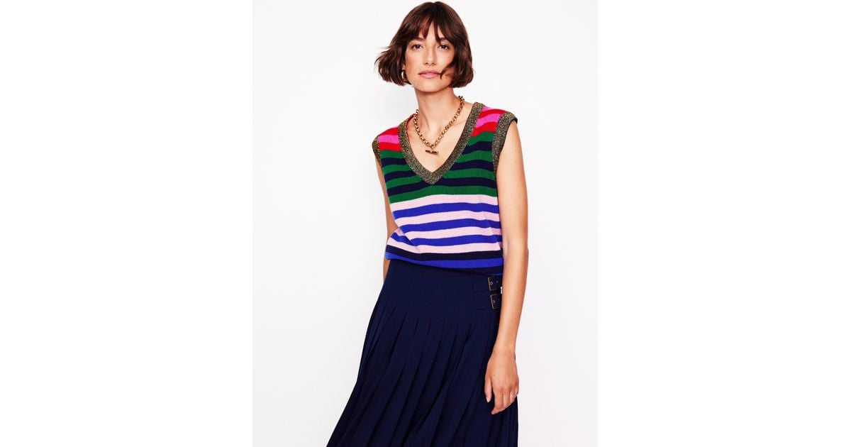 Boden Olivia Merino-Pullunder-Bunt, Regenbogen Streifen in Blau