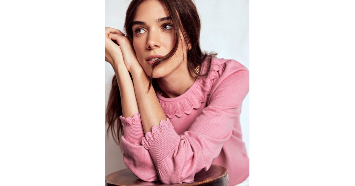 Boden Melina Cotton Ruffle Jumper in Pink Lyst UK