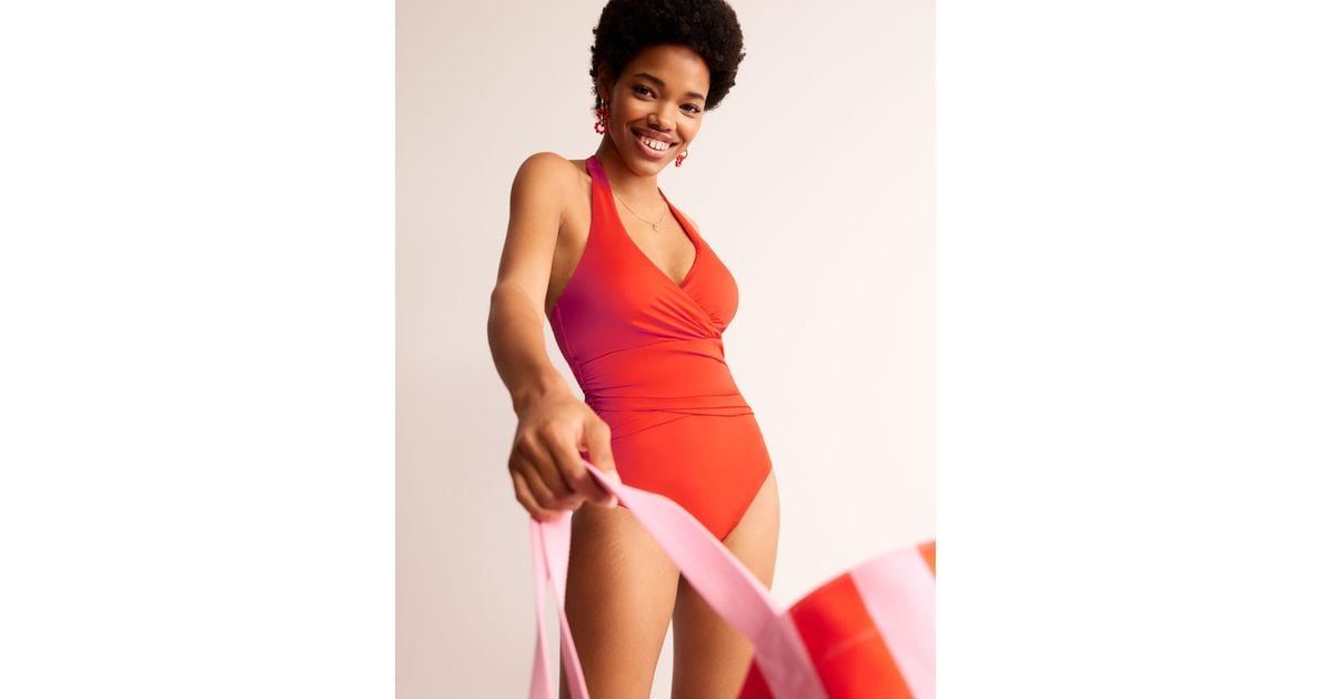 Boden Levanzo Halter Swimsuit in Red Lyst UK
