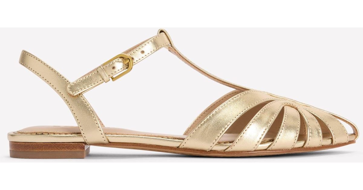 Boden Caged Flat Sandal in Natural | Lyst