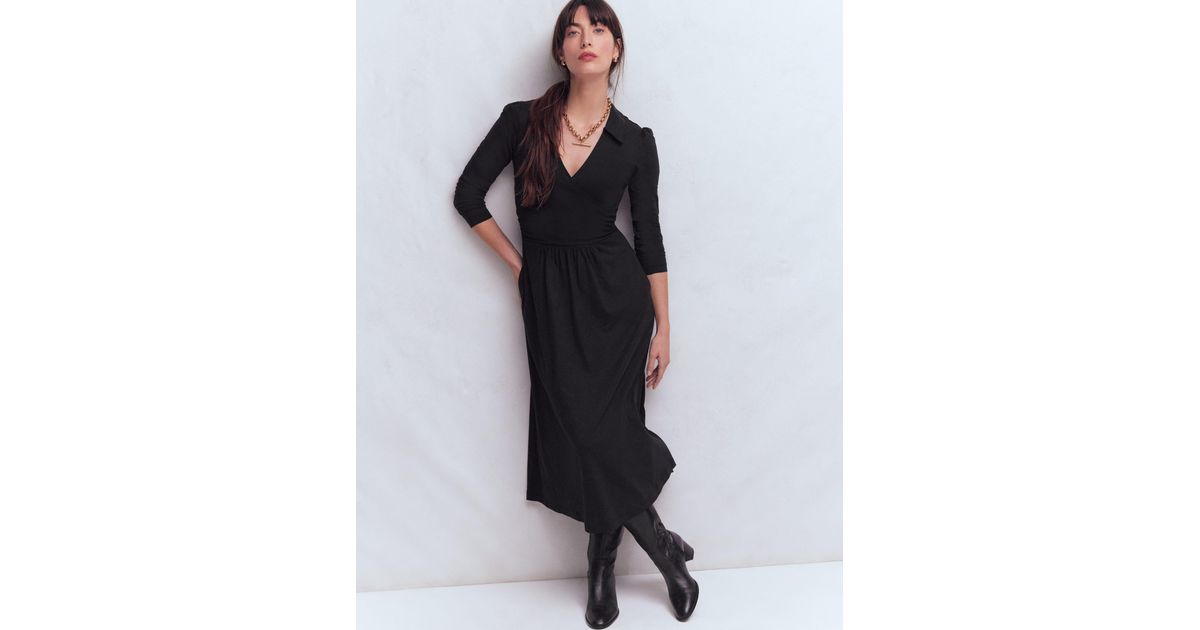 Boden Carla Jersey Wrap Dress in Black | Lyst