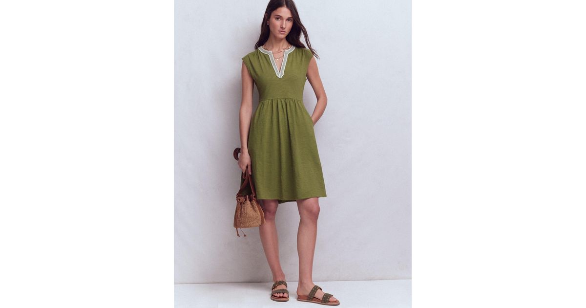 Boden May Jersey Short Dress in Green | Lyst