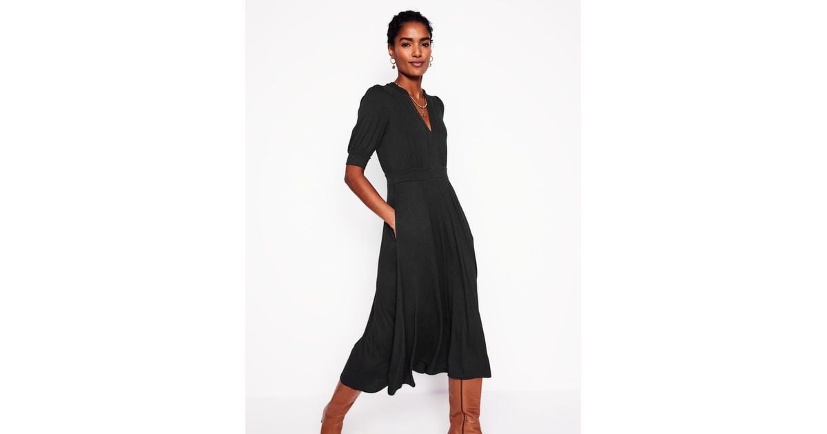 lily jersey midi tea dress Boden Lily Jersey Midi Tea Dress in Black