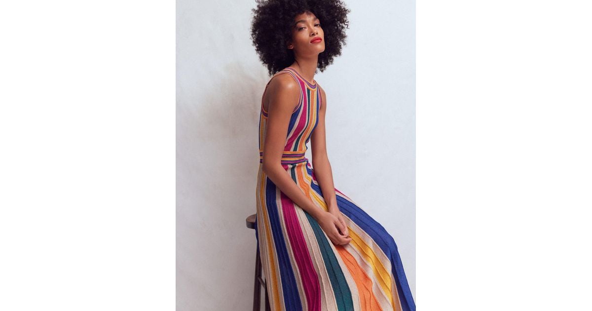 boden metallic stripe dress Ribbed Metallic Party Dress - Pink, Green and Gold Stripe