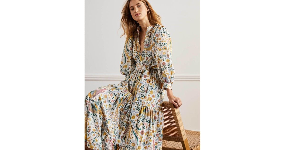 Boden Ava Tiered Maxi Dress Multi, Enchanting Peacock | Lyst