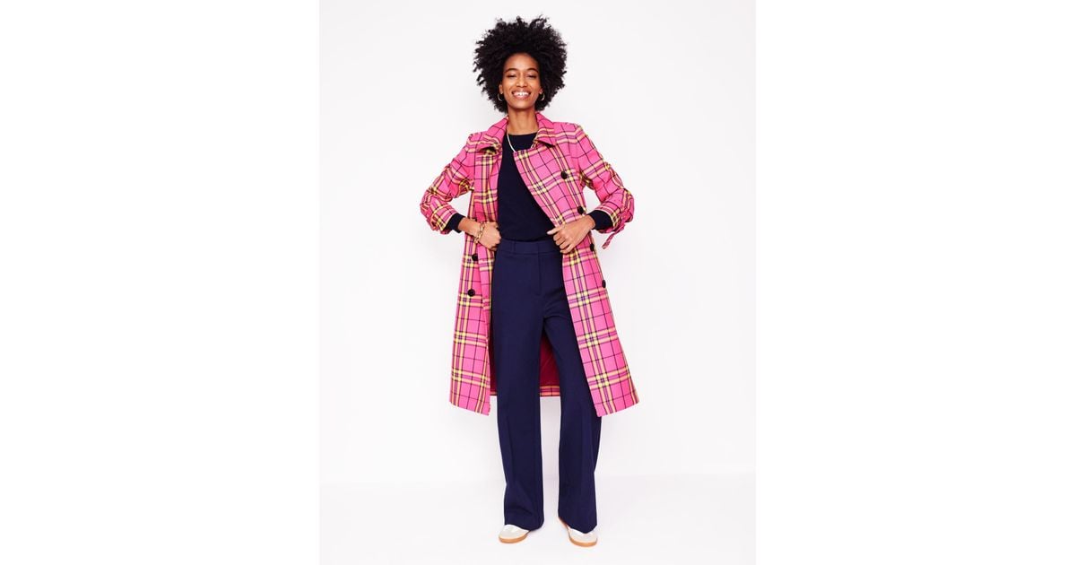 Trench Coat Boden Pink Coat Boden Cheltenham Check Trench Coat - Main Image