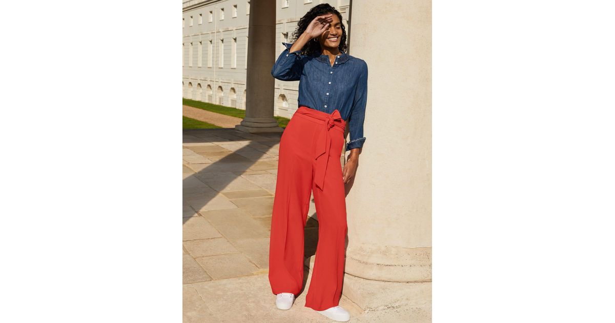 Boden Satin Allendale Pants Cherry in 