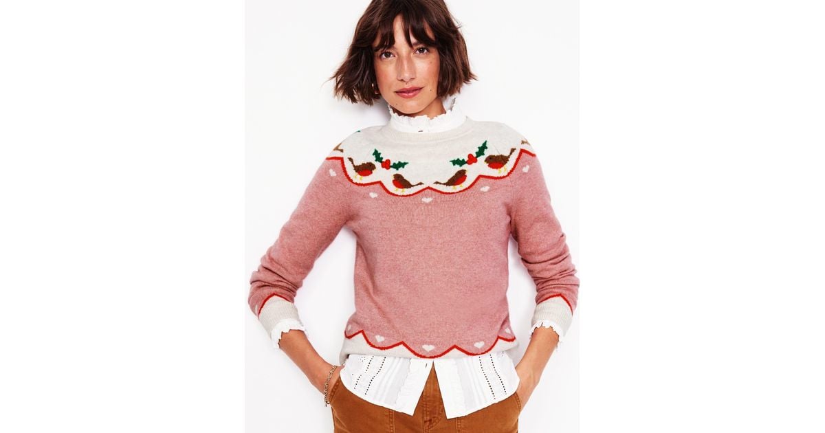 Pull Edie À Motif Jacquard- Quartz, Rouges-Gorges Boden en coloris