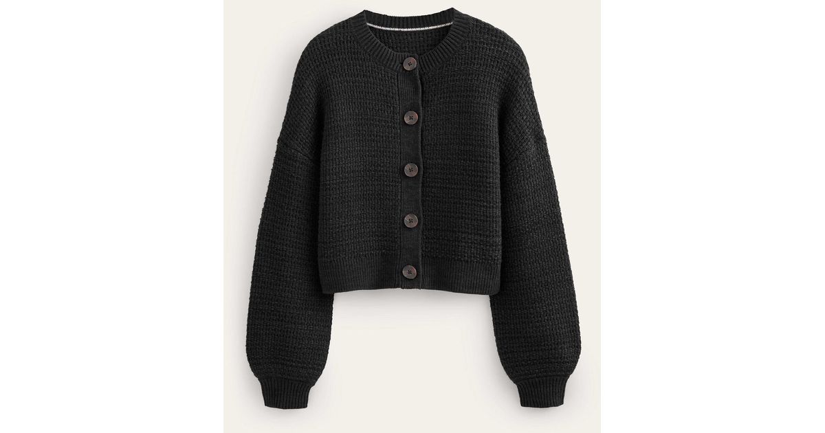 Boden Textured Knitted Bomber Jacket in Black Lyst